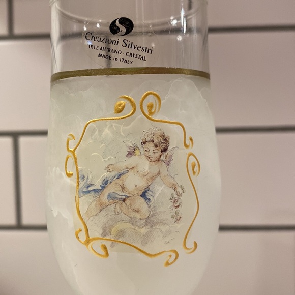 Creazioni Silvestri Arte Murano Crystal Cherub Flutes - Picture 2 of 2